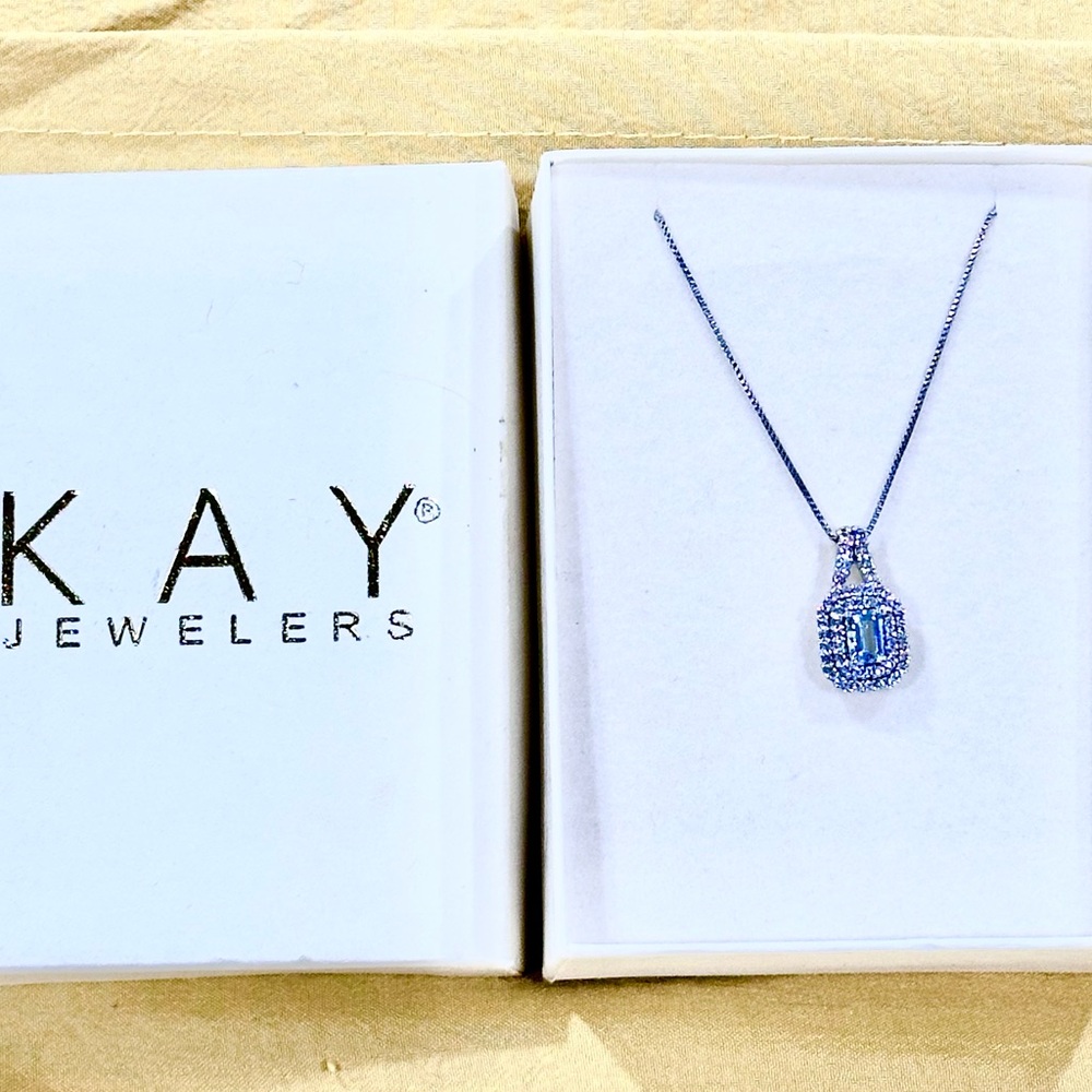 Kay Jewelers Blue and Silver Teardrop Necklace
